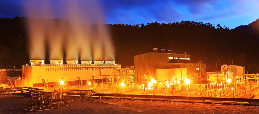geothermal power plant at night