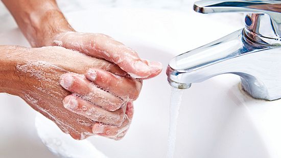 Washing hands with soap