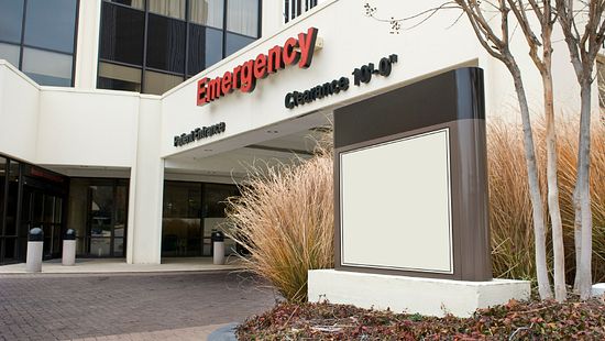 Emergency room building entrance