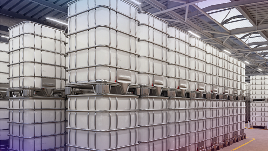Storage tanks stacked in facility