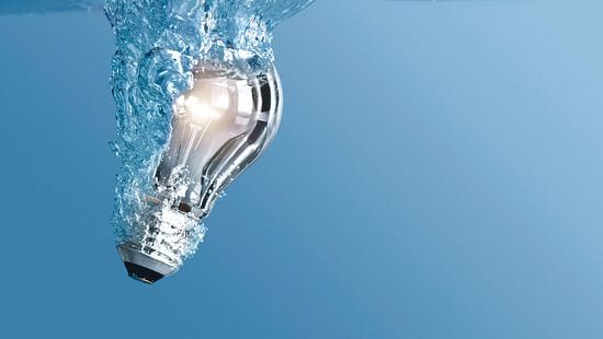 Lightbulb in water